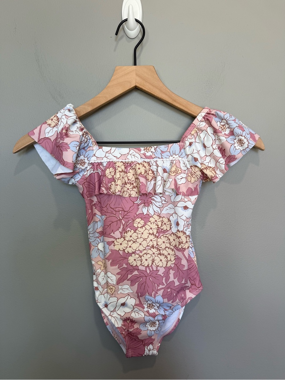 Janie and Jack Floral Ruffle One Piece Swimsuit Girls Size 4 NWOT